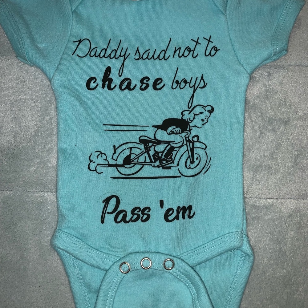 Custom made onesie Baby girl Motorcycle 🏍🏍